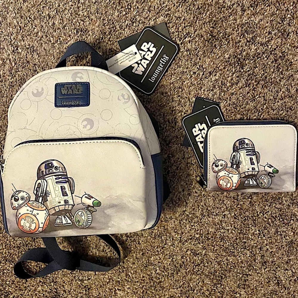 Loungefly Droid backpack and wallet.  Brand new with tags.  Never used.